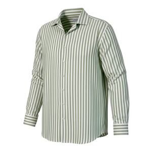 Stenstroms Striped Cotton Twofold Button Front Shirt Green White XL Fitted Body